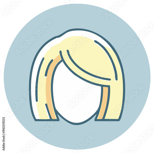 Minimalist blonde bob haircut female head icon abstract avatar illustration