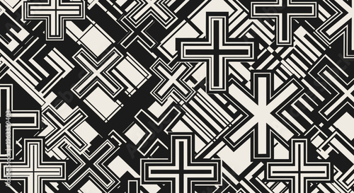 Black and white cross pattern design.