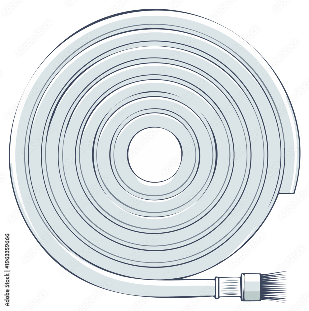Fototapeta premium Coiled fire hose illustration, safety, emergency