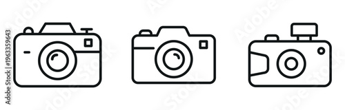 Camera Icon Set – Outline and Minimal Symbols for Photography, Media, and Digital Content Design