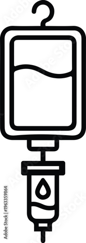 IV Drip Bag Line Icon – Hospital Treatment Vector