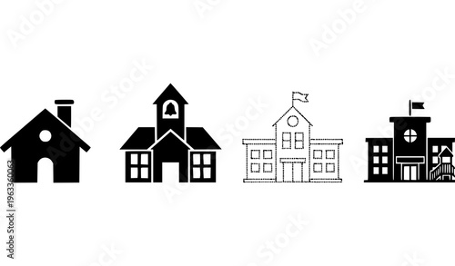 Four different school building icons