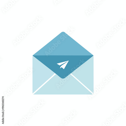 A light blue envelope icon with a white paper airplane symbol on its flap