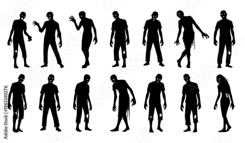 Collection of zombie silhouettes in various poses