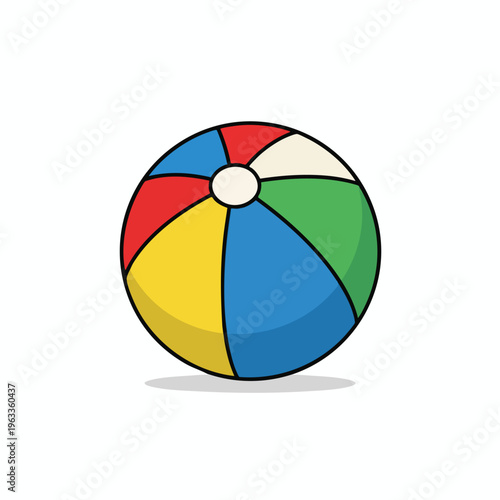 Multicolored inflatable ball with rounded panels and a white center