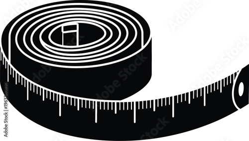 Tape measure tool silhouette vector illustration for diy and construction measurement isolated on transparent background
