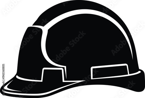 Black silhouette of a construction hard hat safety helmet
