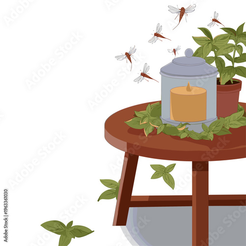 Cozy Citronella Candle on Outdoor Table