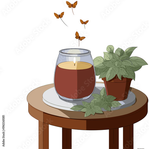 Cozy Citronella Candle on Outdoor Table