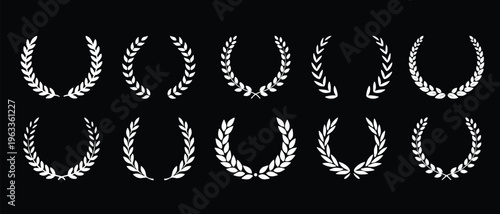 Laurel Wreath Vector Set – Award, Victory and Achievement Laurel Leaf Wreath Collection, Classic Winner Badge and Champion Emblem Icons