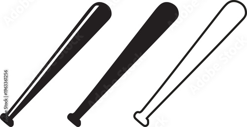 Baseball bat icon set.