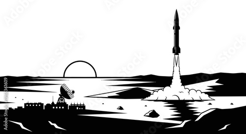 Rocket Launching into the Sky.