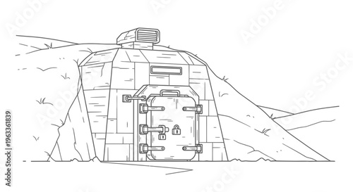 Secure metal door on a bunker.