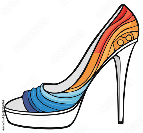 Colorful high heel shoe design illustration with abstract style