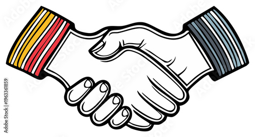 Handshake Illustration with Colorful Sleeves Agreement Collaboration Negotiation Partnership Deal