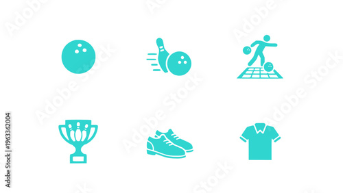 Icons featuring bowling and active lifestyle elements.