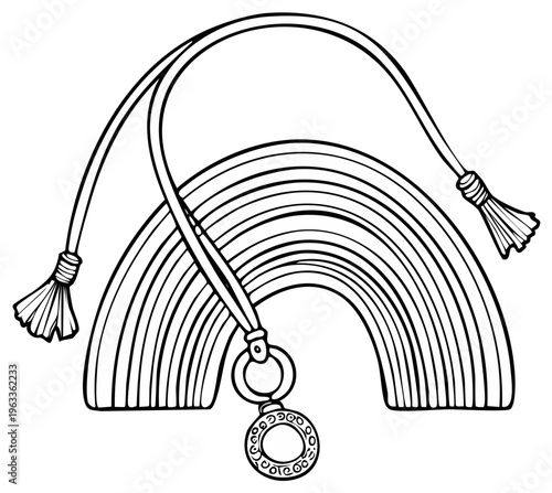 Elegant Vector Illustration of a Rainbow with a Decorative Necklace and Tassels