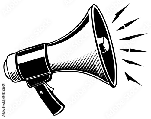 Retro illustration of a megaphone for announcements and promotion