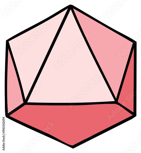 Pink Icosahedron Geometric Shape Simple Drawing
