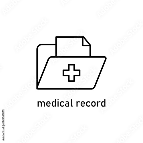 Medical record folder with a plus sign for healthcare documents, ideal for healthcare concepts, medical presentations, or healthrelated designs.