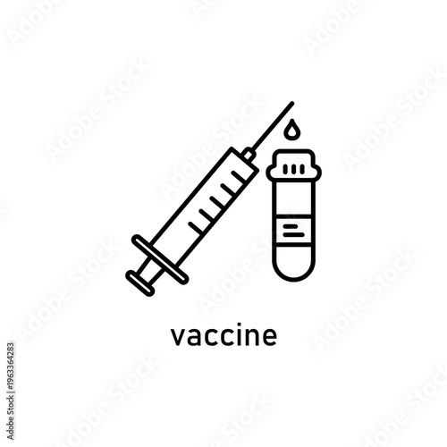Needle, syringe, and vaccine vial for medical, healthcare, vaccination, and public health concept designs, websites, or promotional material.