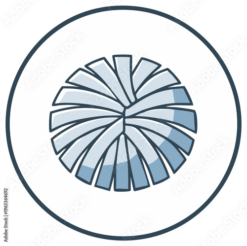 Cheerleading Pom Pom Illustration with Circular Frame Isolated on White Symbol of Spirit and Sportsmanship Celebration