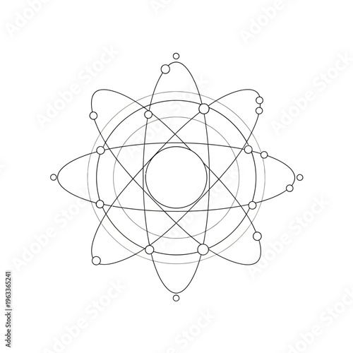 Abstract representation of an atom with electrons orbiting a nucleus.