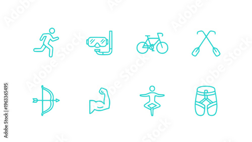 Icons for sports, hobbies, and recreational activities.