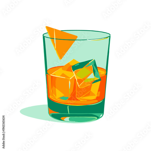 Minimalist Aperol Spritz Glass Contour Illustration