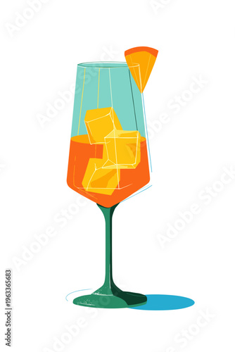 Minimalist Aperol Spritz Glass Contour Illustration