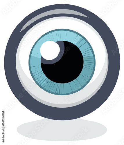 Stylized Blue Eyeball Illustration with a Dark Rim and Reflection