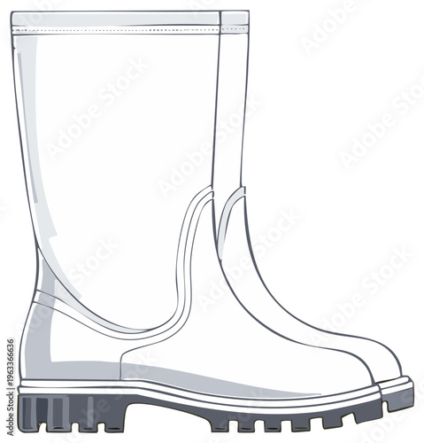 Illustrated waterproof boot vector illustration isolated on white background