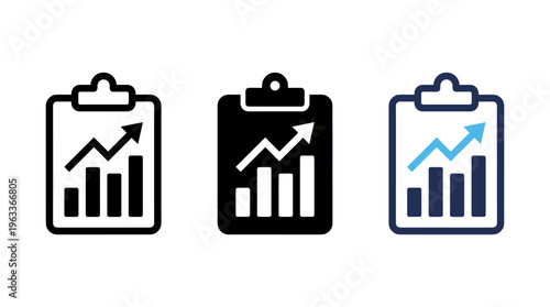 Business report and analytics icon with growing chart. Symbol of data analysis, performance growth and positive results. Ideal for financial reports, business dashboards, marketing analytics and sales
