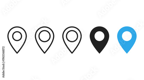 Location pin icon. Minimal map marker vector for navigation apps. Geotag pointer marking place and position symbol. Clean destination point sign pictogram concept.