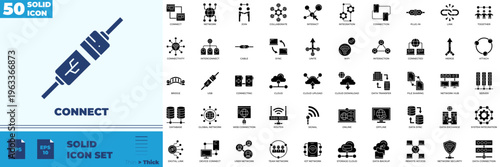 Connect Solid Editable Icons set
