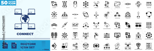 Connect Duotone Editable Icons set