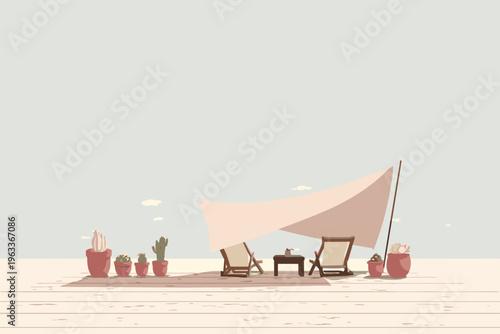 Modern Patio with Sun Shade Sail