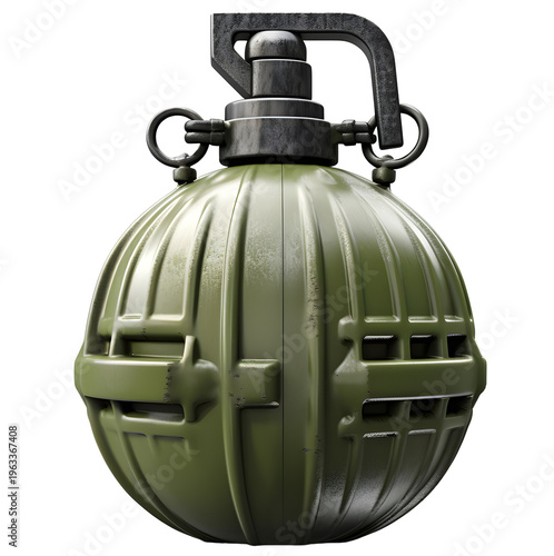 Vintage hand grenade in the style of World War II on isolated background