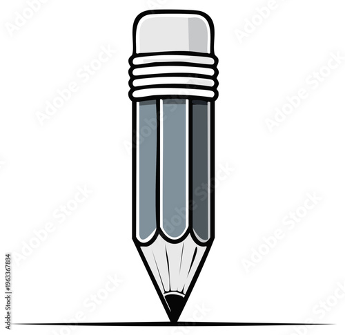 Stylized Graphite Pencil with Eraser Drawing a Line