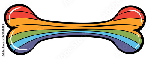 Rainbow Colored Dog Bone, Cheerful Cartoon Design, LGBTQ Pride Illustration