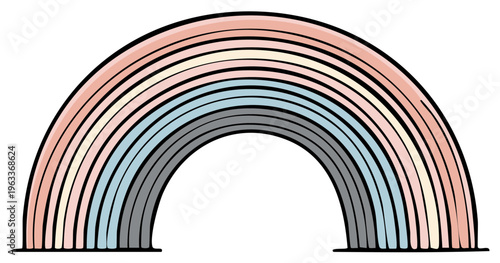Colorful rainbow illustration with multiple pastel arches