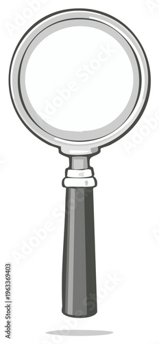 Monochrome sketch style magnifying glass icon for search explore and investigation