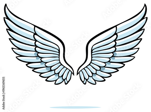 Open Feathered Wings Symbol Graphic Design Spreading Animation
