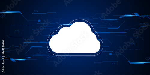Modern cloud technology futuristic, online storage, work from home	
