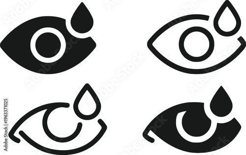 Four stylized eye icons with teardrops