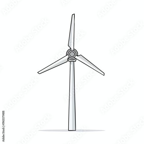 A simple illustration of a three-bladed wind turbine on a white background