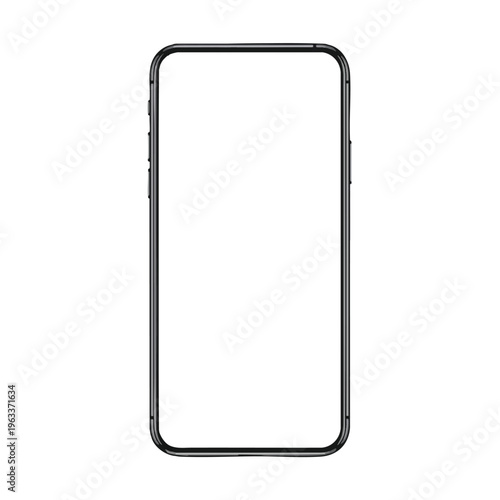 Sleek, modern smartphone with a blank white screen and black frame