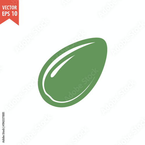 Simple green oblong shape with two curved white lines across