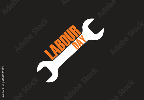 Happy labor day, Tools and labor text. May dat concept. Vector file