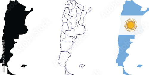 Argentina map and flag illustrations